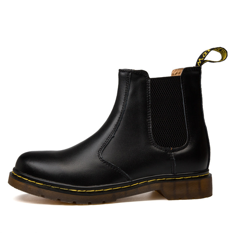 Botas Martin de Couro Bovino com Salto Grosso Estilo Outono para Mulheres