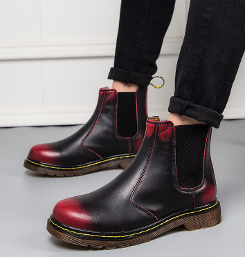 Botas Martin de Couro Bovino com Salto Grosso Estilo Outono para Mulheres
