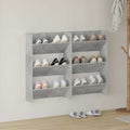 Vidaxl Wall-Mounted Shoe Cabinets 2 pcs 60x18x90 cm Chipboard Concrete Grey-0