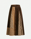 Grounded Plaid Patchwork A-Line Skirt