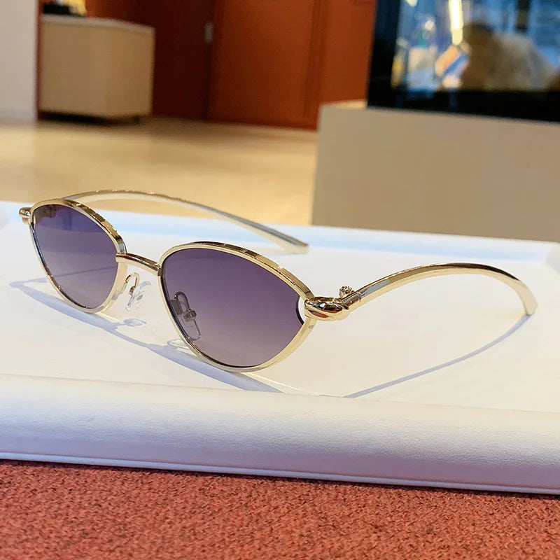 Radiant Gold Metal Cat Eye Sunglasses