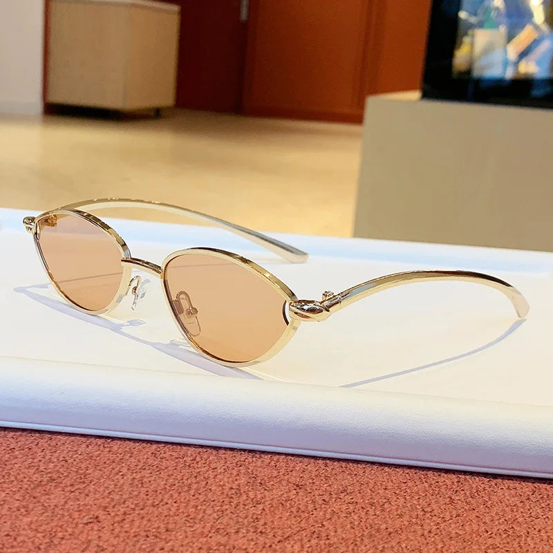 Radiant Gold Metal Cat Eye Sunglasses