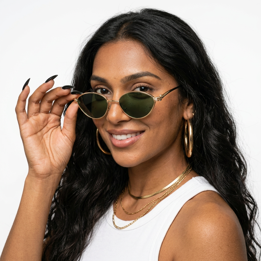 Radiant Gold Metal Cat Eye Sunglasses