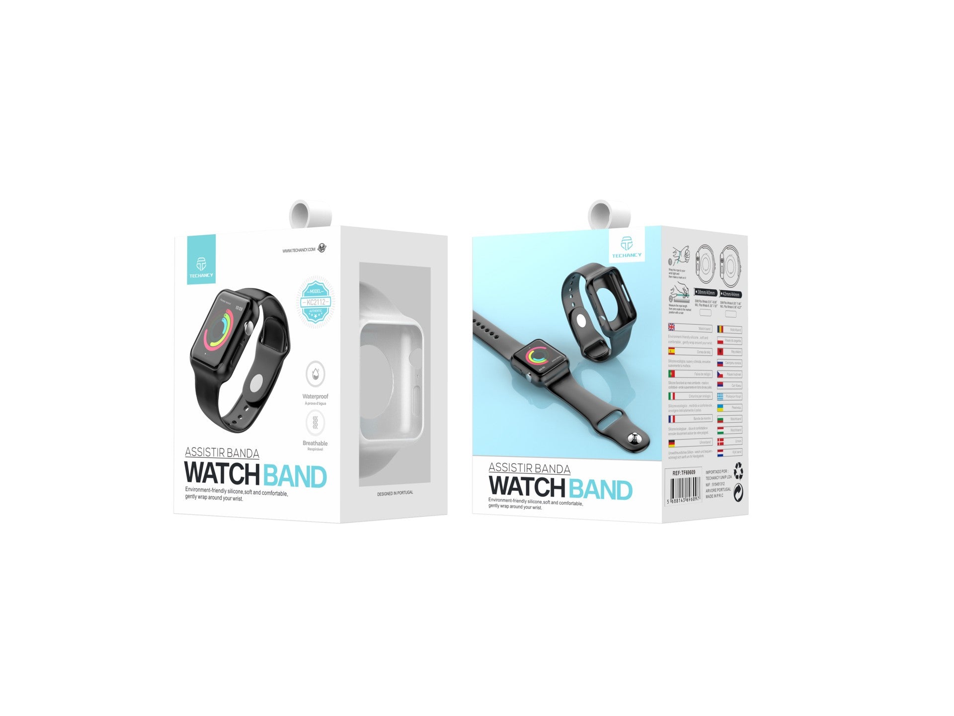 Pulseira para relógio totalmente adesiva Techancy, KC2112, compatível com Apple Watch 42-44 mm, Branco