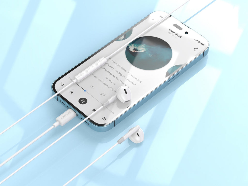 Techancy Auscultadores Estéreo Para Música TD8070 Branco, Função De Conversação, Conetor Lightning, Compatível Com Iphone/Ipad-3