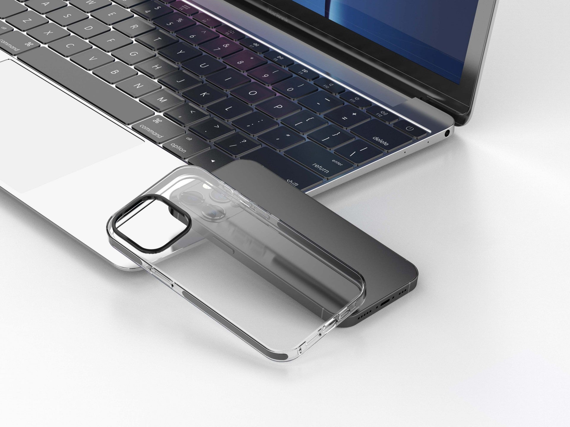 Capa transparente para telemóvel Techancy New Acrylic, KX5602, compatível com iPhone 13 Pro Max, transparente + Preto