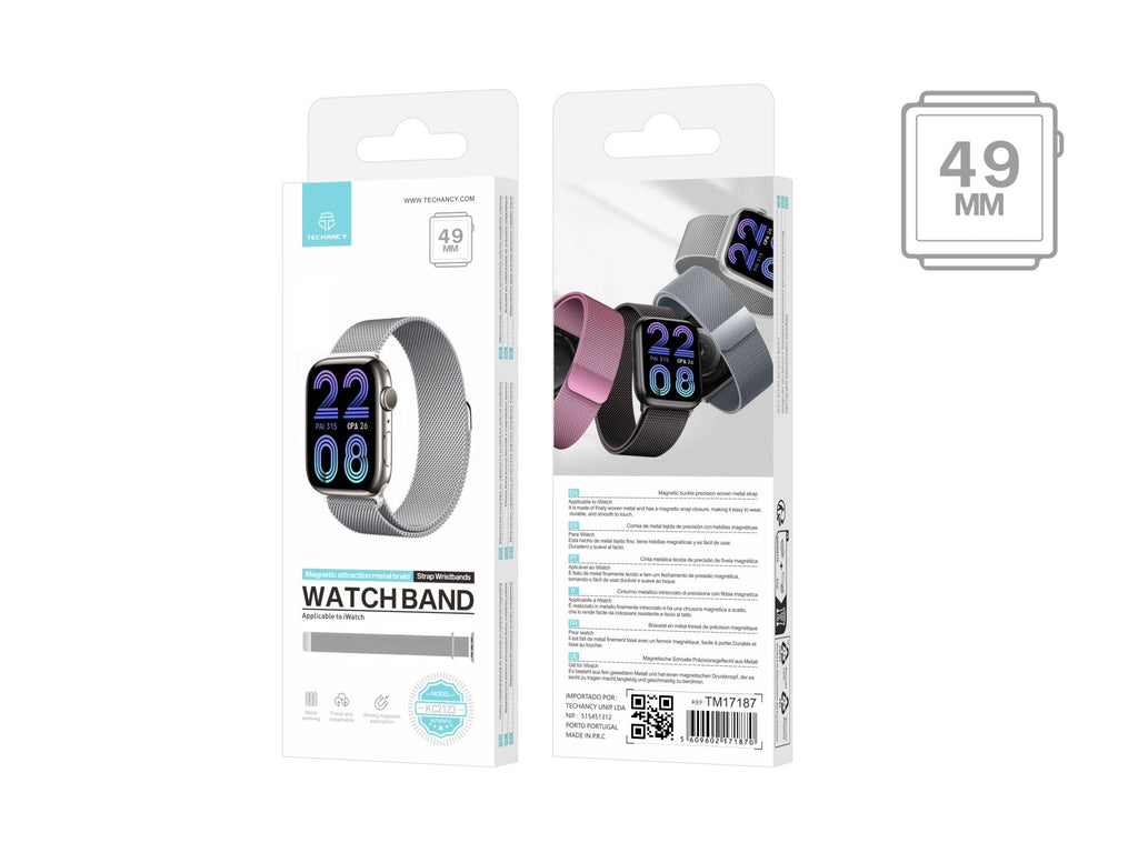 Techancy Faixa Metálica Magnética Prata KC2123, Faixa De Substituição, Compatível Com Apple Watch Series: 49mm，