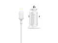 Techancy Carregador De Automóvel Mini  TC6408, Carregamento 2usb 2.4A, Kit De Dados Com Cabo Usb-Lightning 1m,branco-0