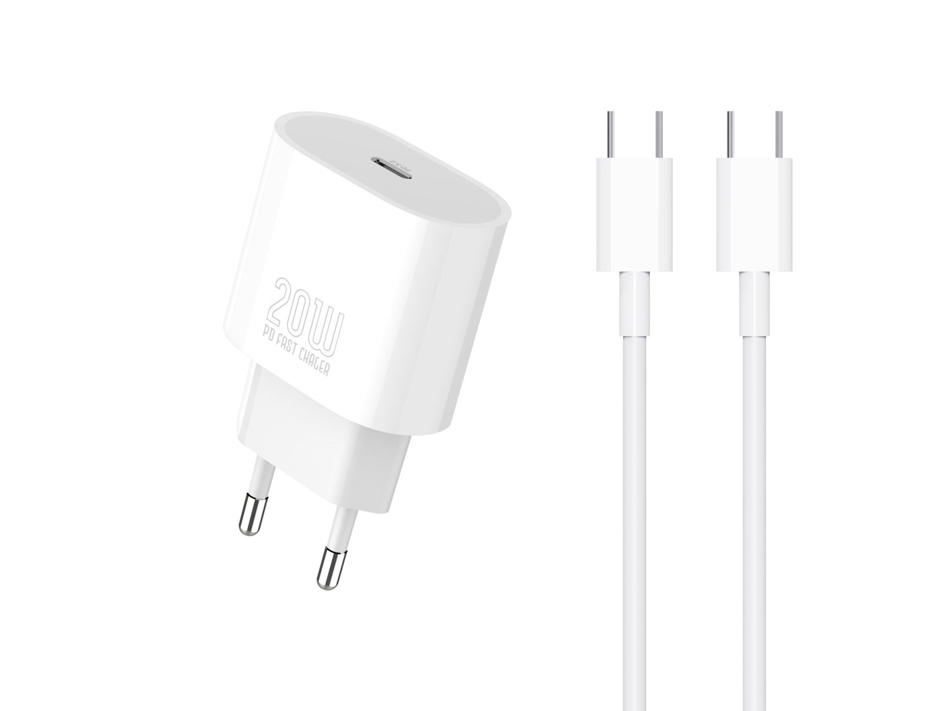 Techancy Carregador TA2824 PD3.0 20W com Cabo USB-C para USB-C Compativel com Tablets Portateis Telemoveis Android