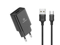 Techancy Carregador De Telemóvel Preto  TA2788, Saída Usb 5v-2.4a Carregamento, Conjunto De Carregador De Cabo Usb-Tipo C 1m-0