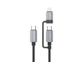 Techancy Cabo de carregamento rápido 2 em 1 TB1743 1m USB-C para USB-C 60W e USB-C para Lightning 27W cabo durável para vários dispositivos
