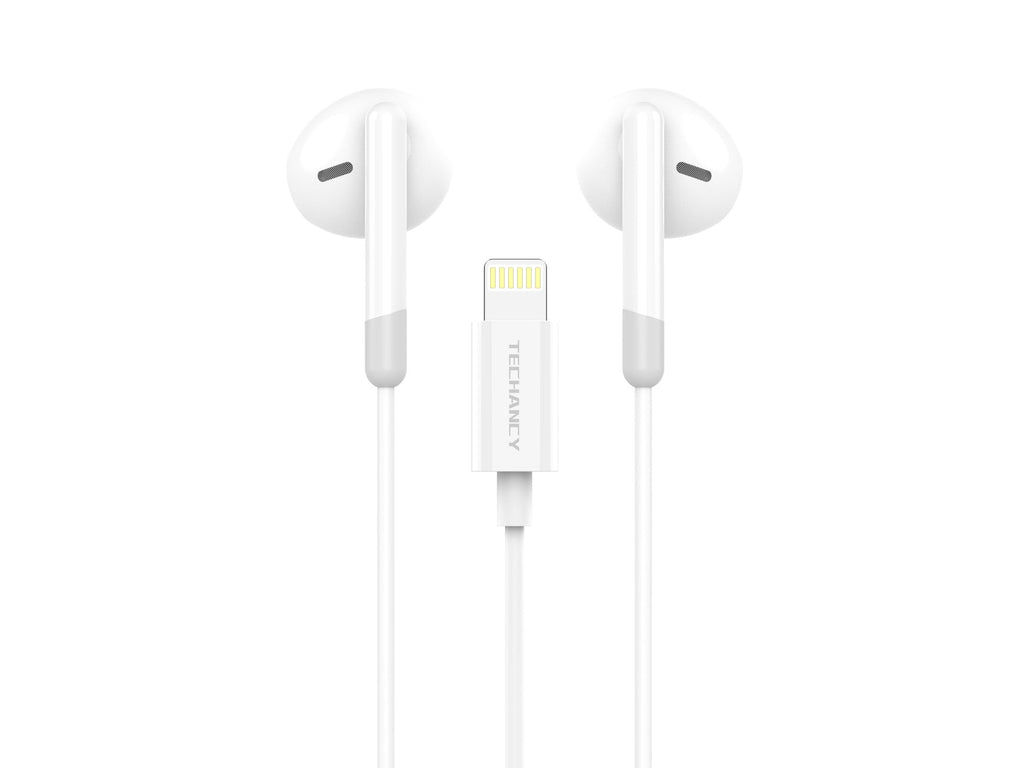 Techancy Auscultadores Estéreo Para Música TD8070 Branco, Função De Conversação, Conetor Lightning, Compatível Com Iphone/Ipad-0