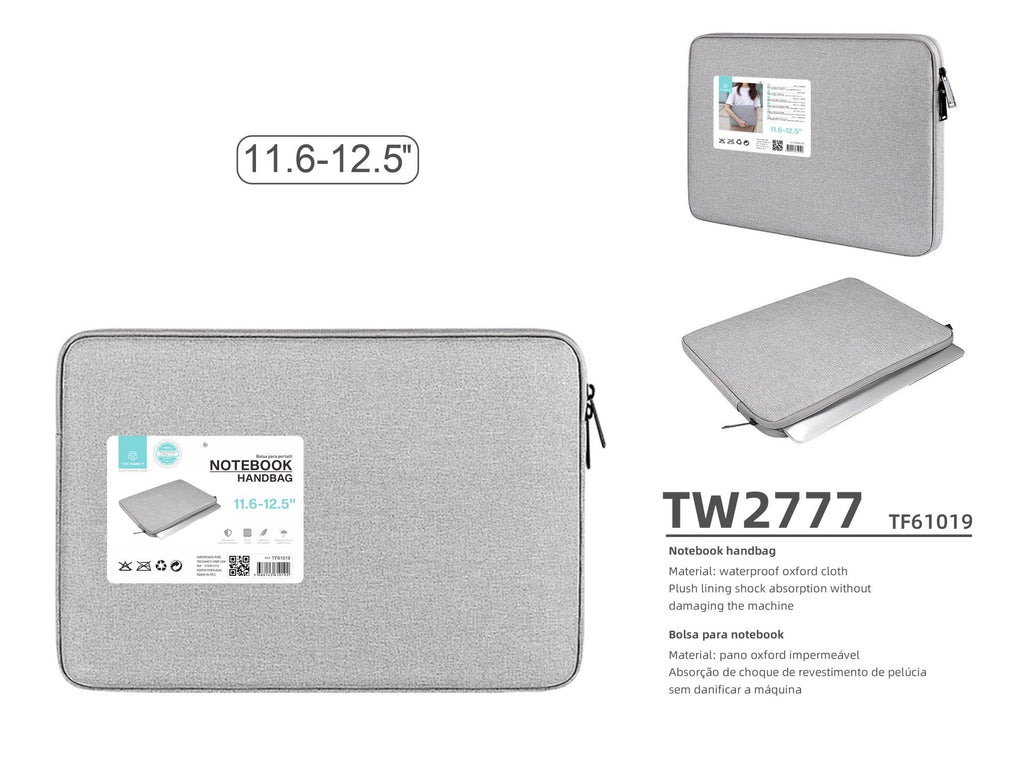 Mala para computador portátil Techancy TW2777, cinzenta, 11,6/12,5 polegadas, mala para tablet