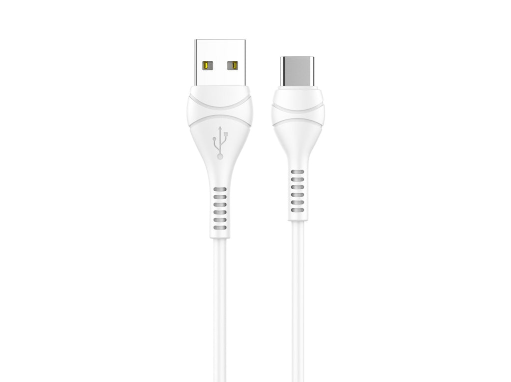 Techancy Cabo De Dados Usb-Type-C Branco 1M TB1775,Carregamento Rápido De 2,4 A, Suporta Transmissão De Dados, Material Pvc