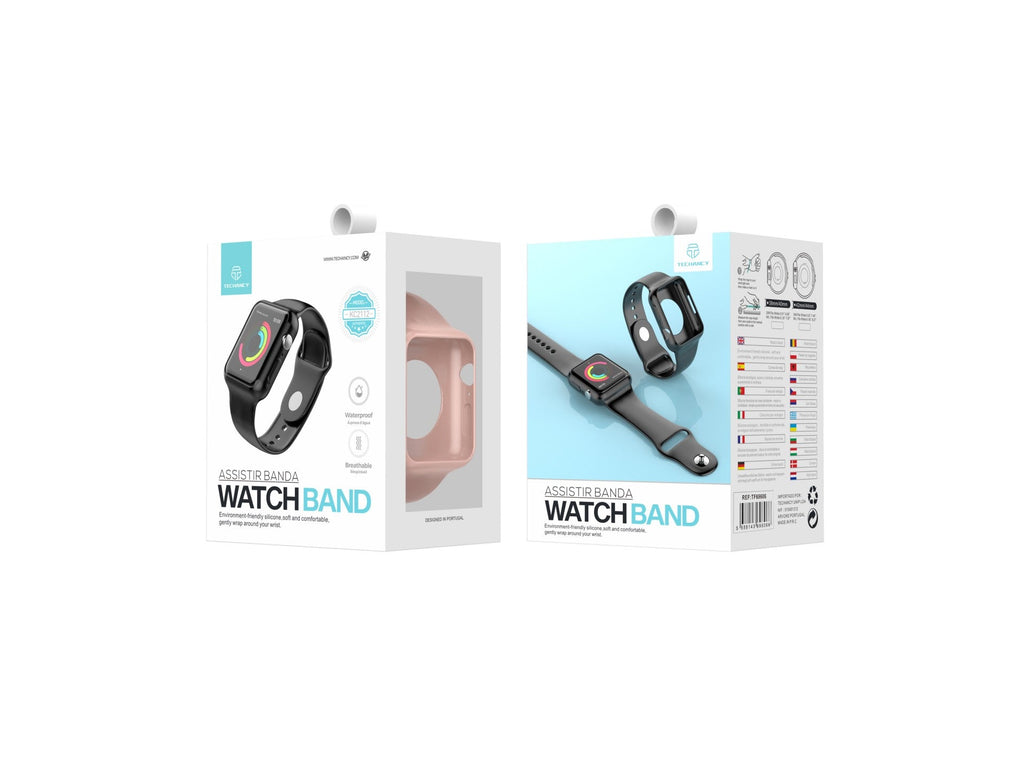 Pulseira para relógio totalmente adesiva Techancy, KC2112, compatível com Apple Watch 38-40 mm, rosa