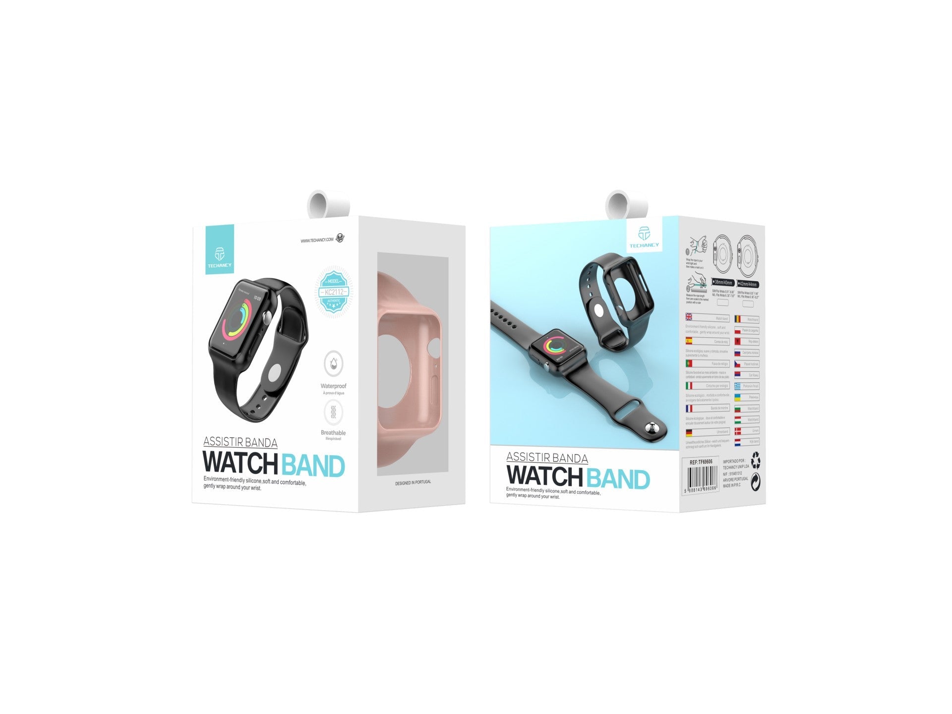 Pulseira para relógio totalmente adesiva Techancy, KC2112, compatível com Apple Watch 38-40 mm, rosa