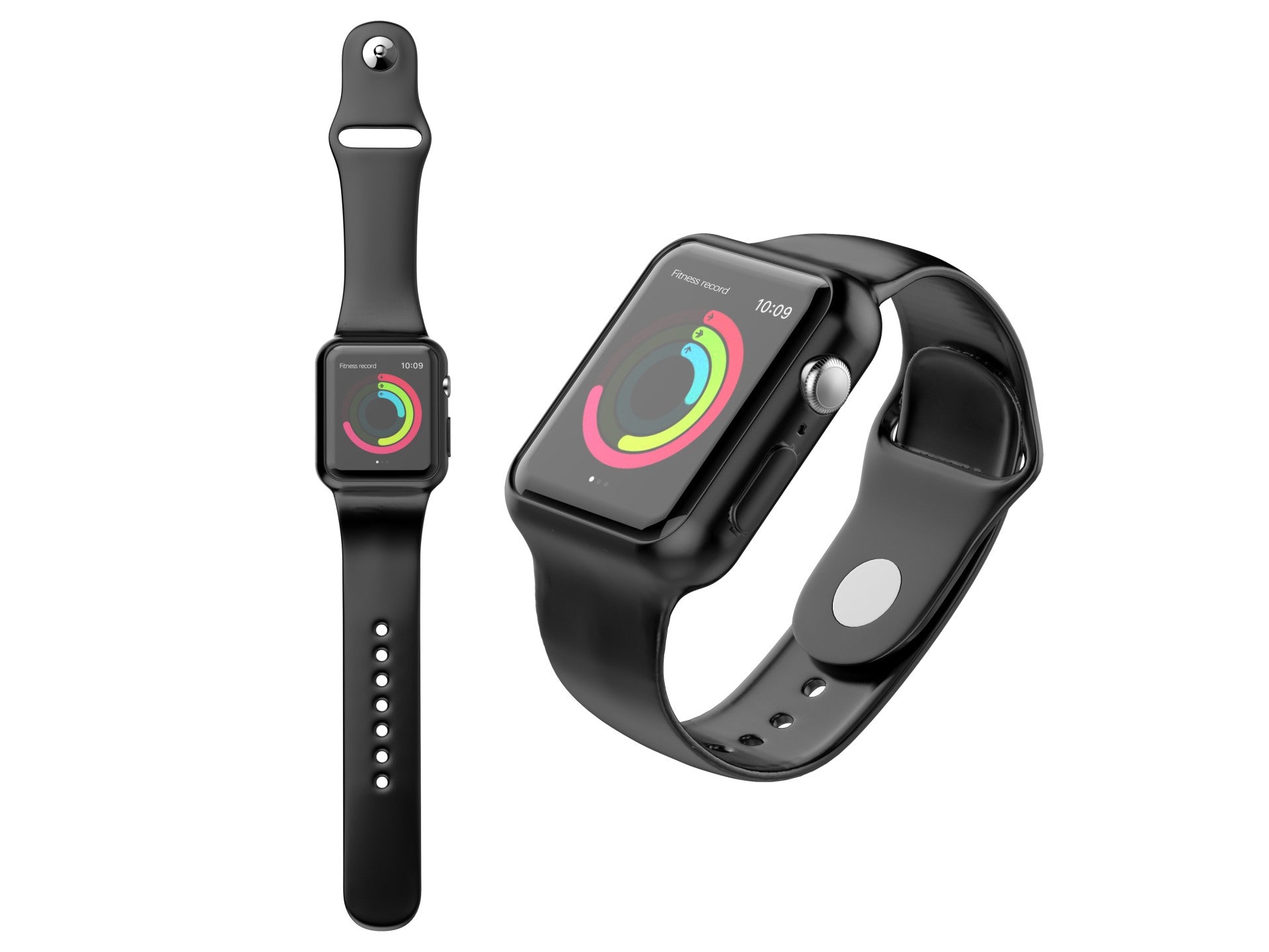 Pulseira totalmente adesiva para relógio Techancy, KC2112, compatível com Apple Watch 42-44 mm, Preto