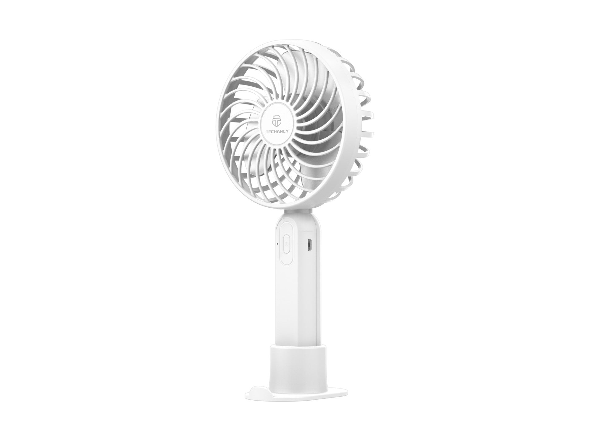 Techancy Ventoinha Portátil De Mão Branca KL7300, Ajustável A 3 Velocidades, Com Suporte Para Utilização Em Secretária-0