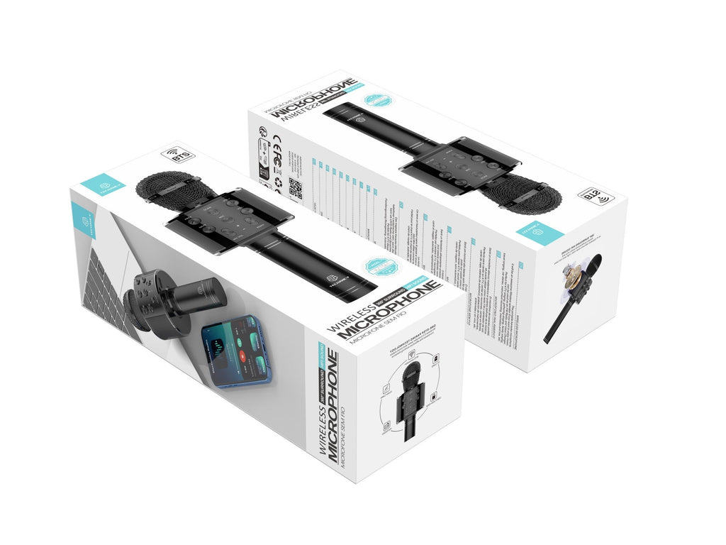 Techancy Microfone Sem Fio KZ1561, karaokê portátil, alto-falante Bluetooth, rádio FM e trocador de voz para diversão